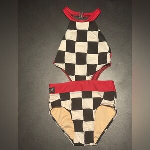 Kandi Kouture TXS Checkered Black and White Leo with Red Accents
